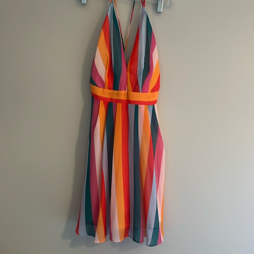 Essue Rainbow Striped Mini Dress Small